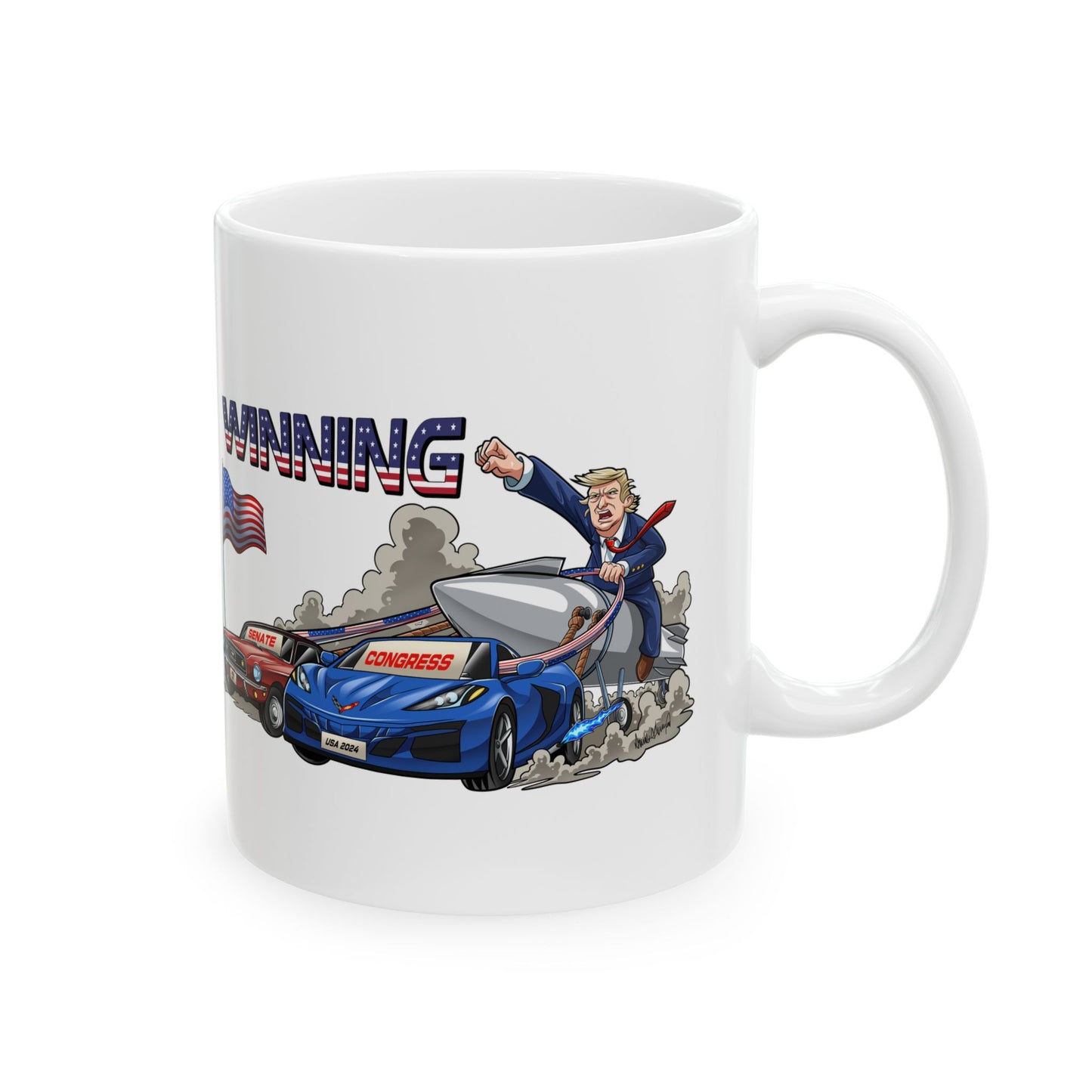 Patriotic Winner Mug - 11oz & 15oz Ceramic Cup with U.S. Flag Design