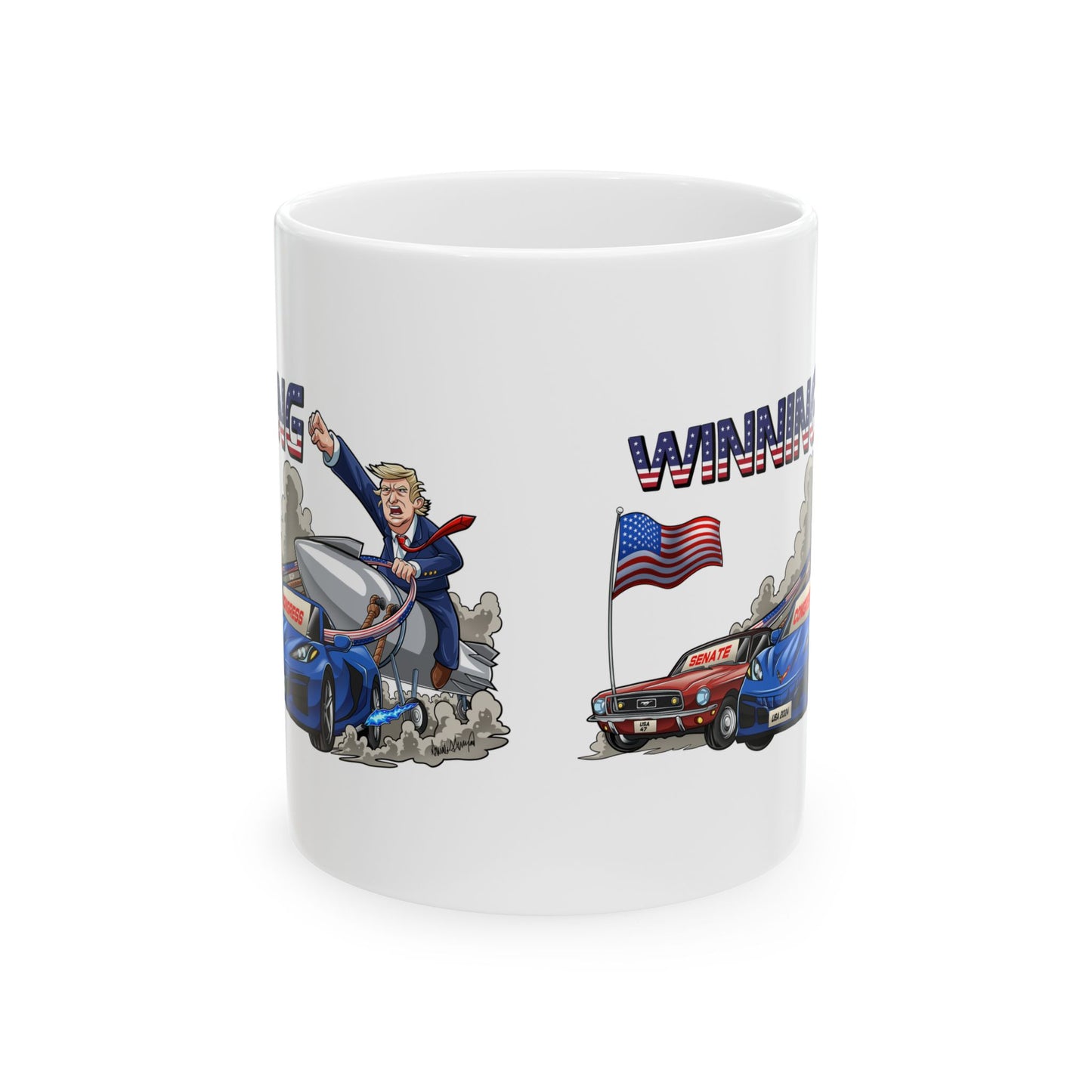 Patriotic Winner Mug - 11oz & 15oz Ceramic Cup with U.S. Flag Design