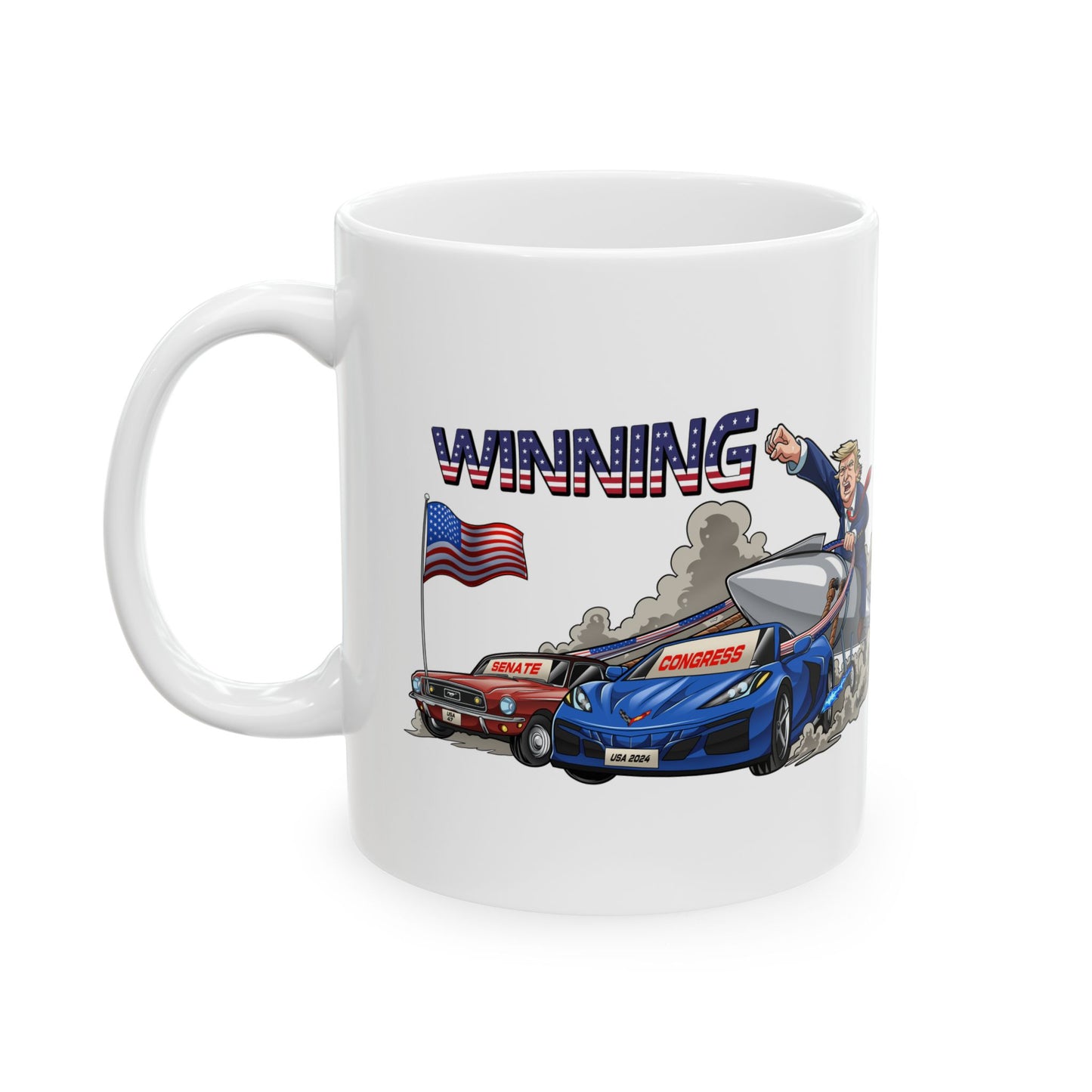 Patriotic Winner Mug - 11oz & 15oz Ceramic Cup with U.S. Flag Design